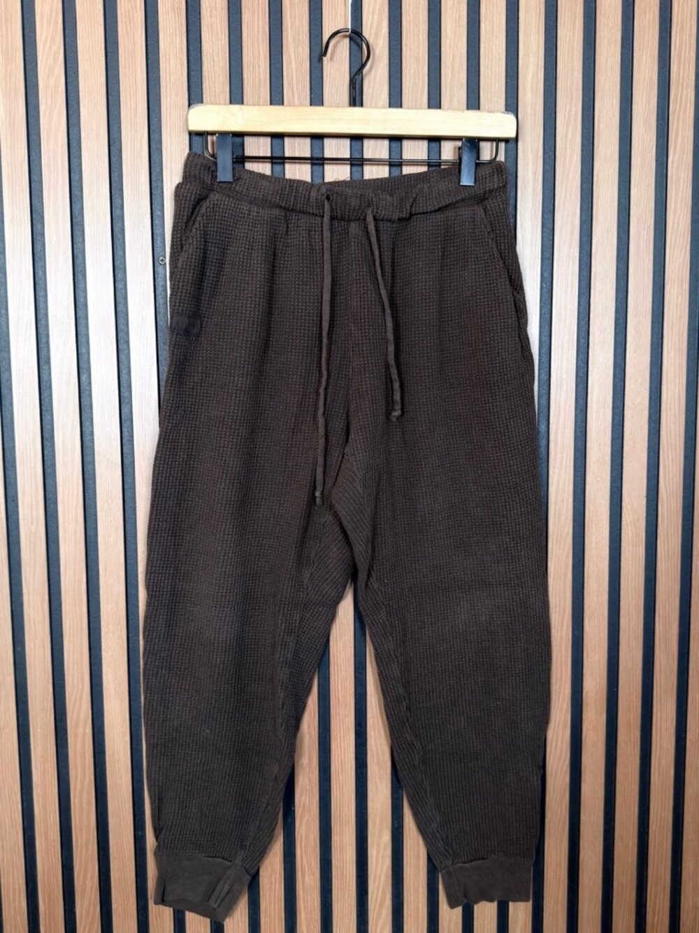 Set Active Sweatpants Medium Womens Brown Thermal Knit Cotton Modal Joggers